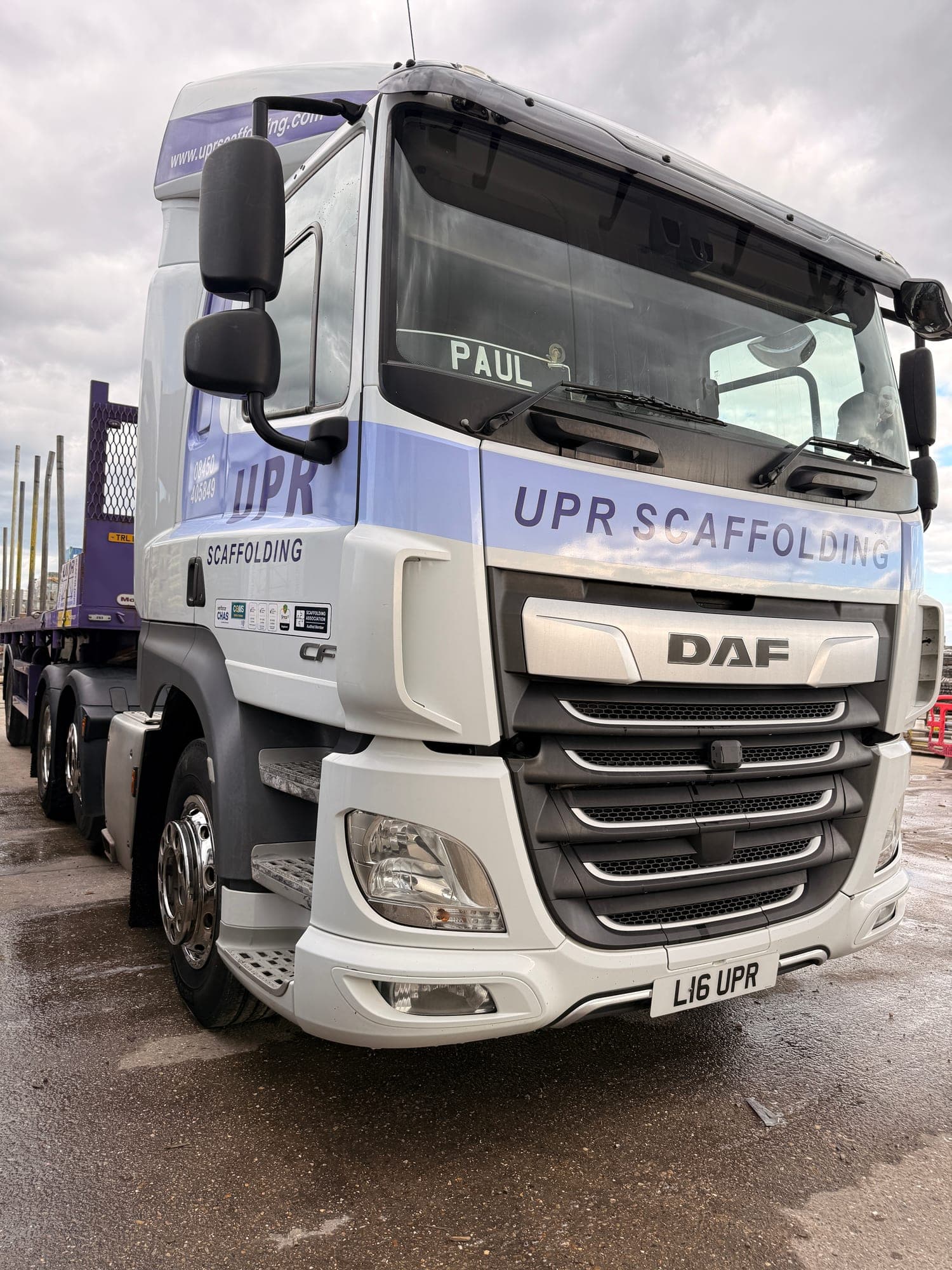 Clean commercial lorry prepared for service following washing