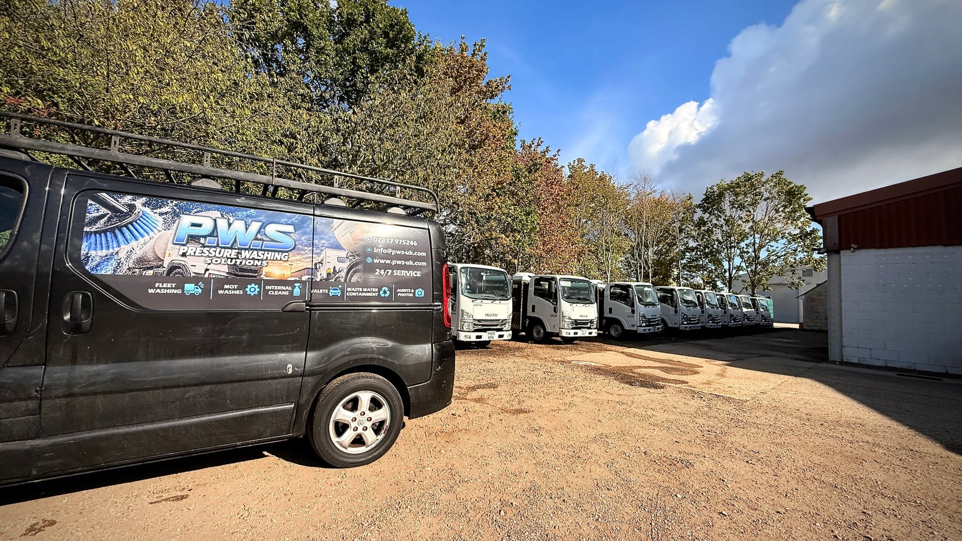 PWS mobile washing van on site with a commercial fleet