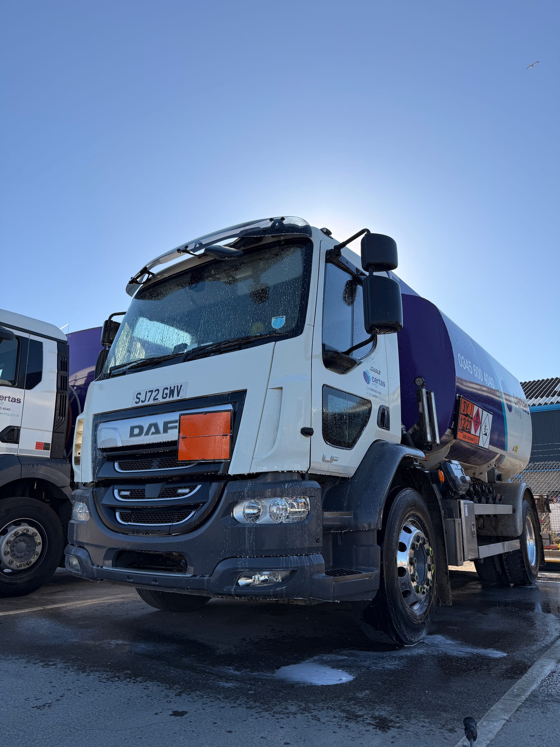 Commercial tanker after exterior cleaning