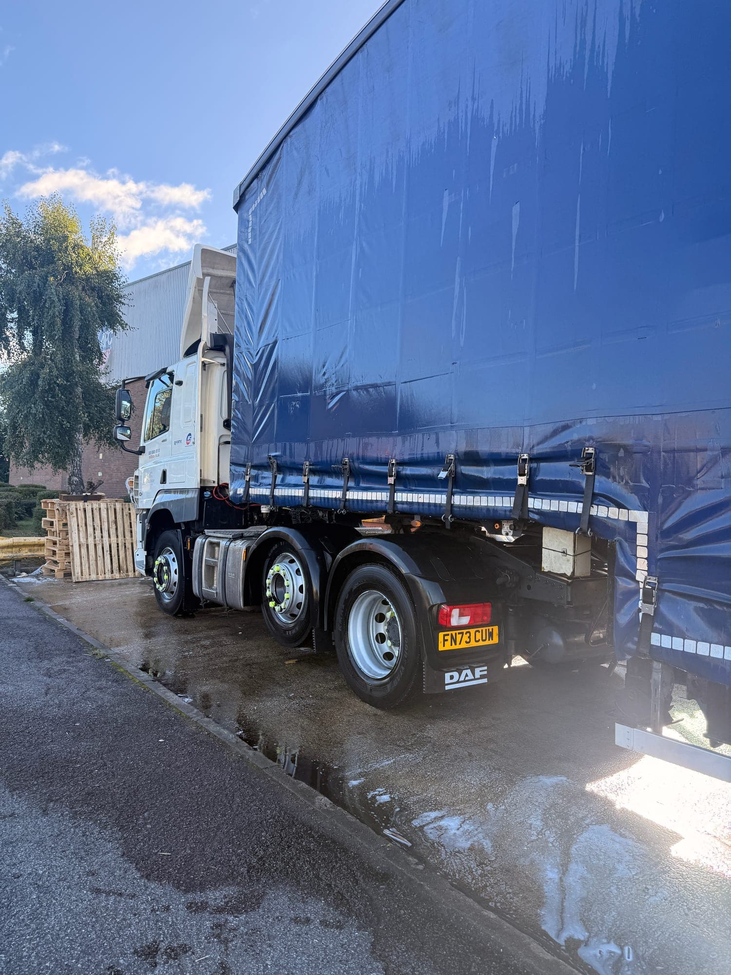 Clean curtain-sided commercial vehicle during a planned fleet visit
