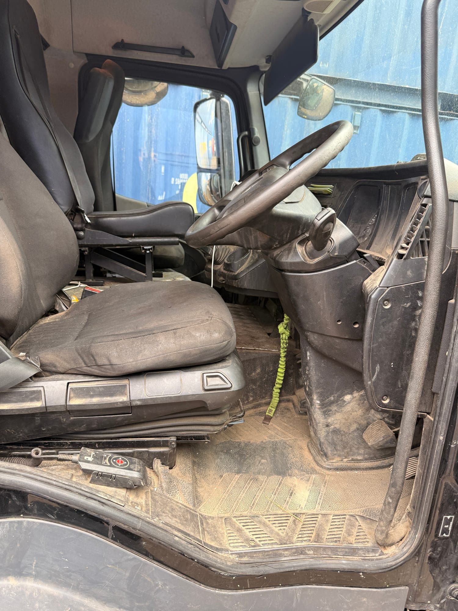 Commercial vehicle cab before interior cleaning