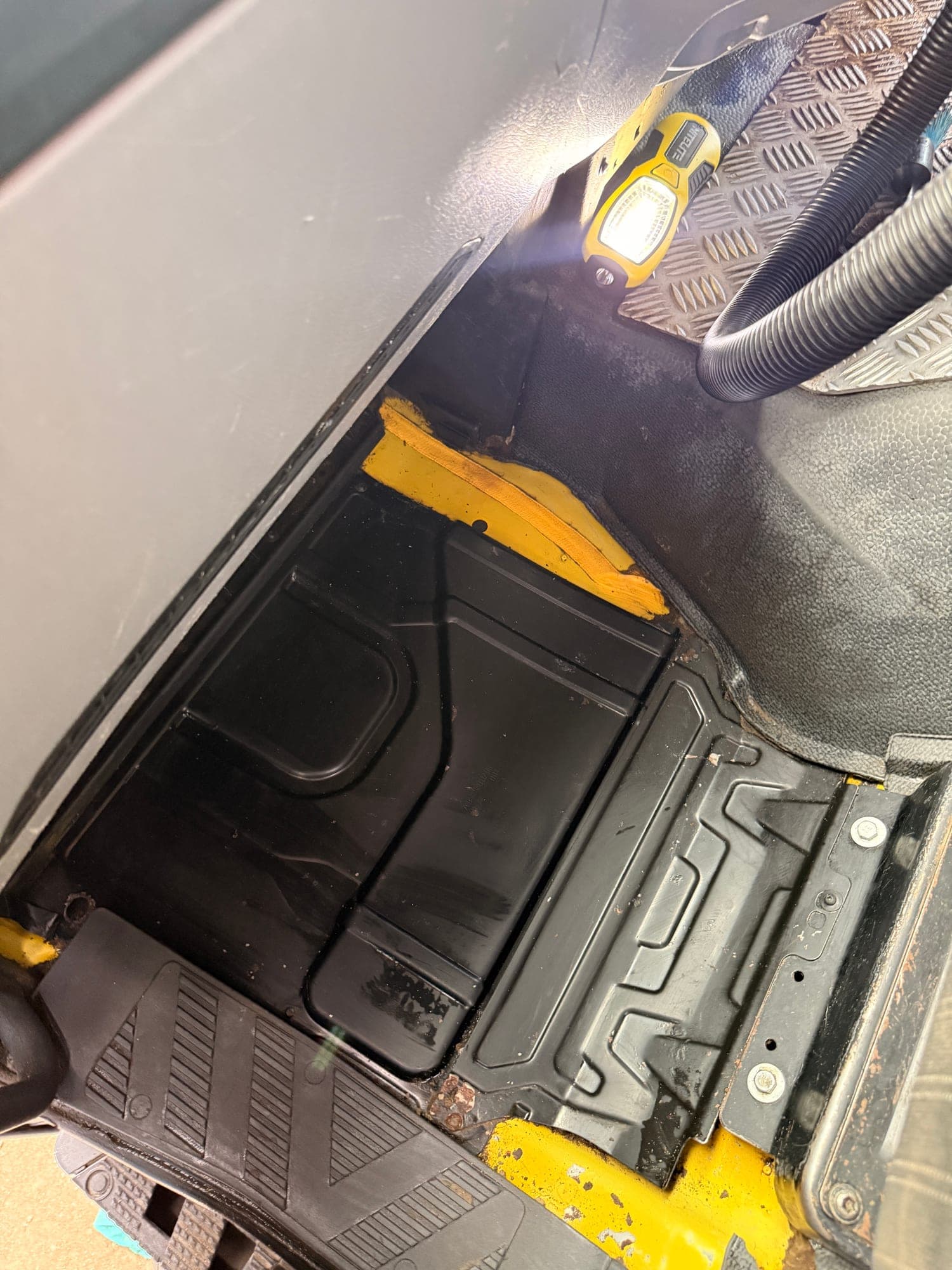 Commercial cab interior prepared for professional cleaning