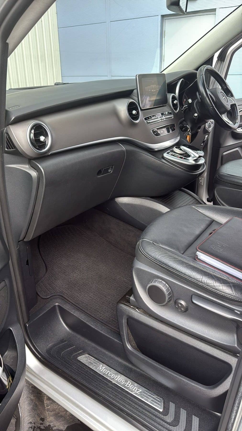 Clean Mercedes commercial vehicle dashboard and passenger area after a PWS valet