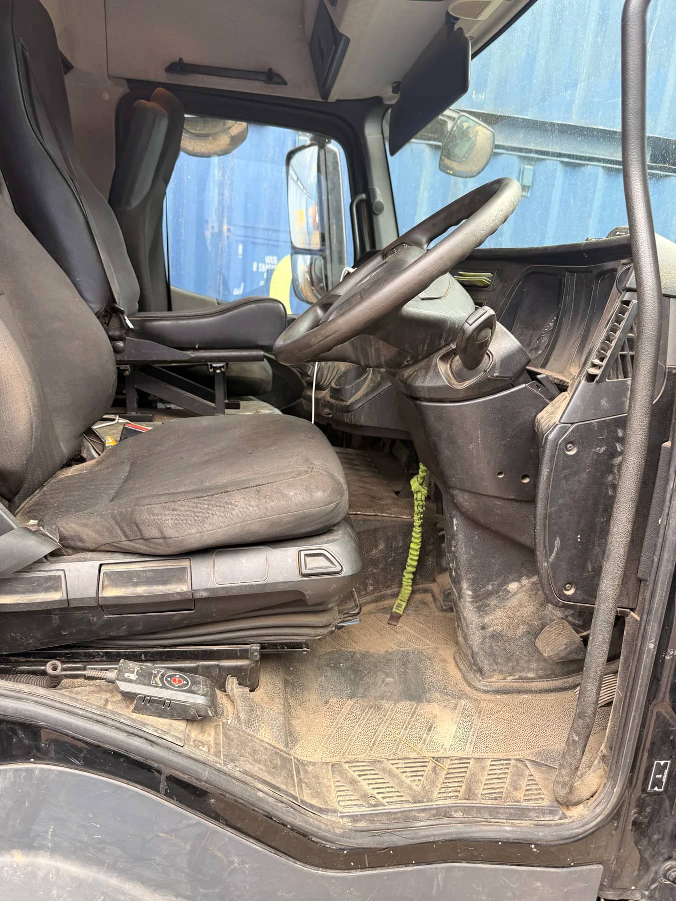 Working commercial vehicle cab before specialist interior cleaning